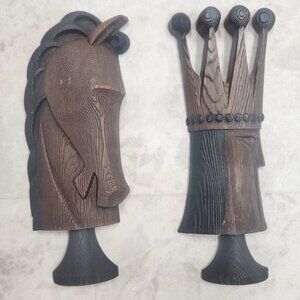 Burwood vintage chess pieces wall art knight queen
